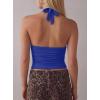 image:imageDarong Womens Sexy Plunge Deep V Neck Tank Top Tie Up Halter Sleeveless Shirts Open Back Summer Going Out Beach ClothesRoyal Blue