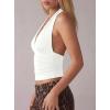 image:imageDarong Womens Sexy Plunge Deep V Neck Tank Top Tie Up Halter Sleeveless Shirts Open Back Summer Going Out Beach ClothesWhite