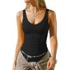 image:imageDarong Tank Tops for Women with Built in Bra Double Lined V Neck Summer Basic Going Out ShirtsBlack