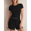 image:imageDarong 2 Piece Shorts Set for Women Summer Lounge Wear Casual Airport Travel Outfits Matching ClothingBlack