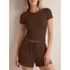 image:imageDarong 2 Piece Shorts Set for Women Summer Lounge Wear Casual Airport Travel Outfits Matching ClothingCoffee