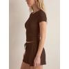 image:imageDarong 2 Piece Shorts Set for Women Summer Lounge Wear Casual Airport Travel Outfits Matching ClothingCoffee