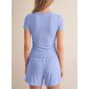image:imageDarong 2 Piece Shorts Set for Women Summer Lounge Wear Casual Airport Travel Outfits Matching ClothingLight Blue