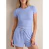 image:imageDarong 2 Piece Shorts Set for Women Summer Lounge Wear Casual Airport Travel Outfits Matching ClothingLight Blue