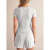 image:imageDarong 2 Piece Shorts Set for Women Summer Lounge Wear Casual Airport Travel Outfits Matching ClothingWhite Grey