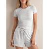 image:imageDarong 2 Piece Shorts Set for Women Summer Lounge Wear Casual Airport Travel Outfits Matching ClothingWhite Grey