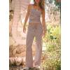 image:imageDarong Womens 2 Piece Matching Lounge Set Striped Sleeveless Top Wide Leg Pants 2026 Travel Clothing SetsStripecoffee