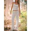image:imageDarong Womens 2 Piece Matching Lounge Set Striped Sleeveless Top Wide Leg Pants 2026 Travel Clothing SetsStripewhite Grey