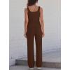 image:imageDarong Womens 2 Piece Matching Lounge Sets Summer Henley Neck Slightly Crop Tank Top Wide Leg Pants Casual Sweat SuitCoffee