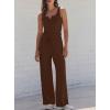 image:imageDarong Womens 2 Piece Matching Lounge Sets Summer Henley Neck Slightly Crop Tank Top Wide Leg Pants Casual Sweat SuitCoffee