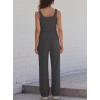 image:imageDarong Womens 2 Piece Matching Lounge Sets Summer Henley Neck Slightly Crop Tank Top Wide Leg Pants Casual Sweat SuitDeep Grey