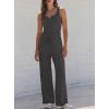 image:imageDarong Womens 2 Piece Matching Lounge Sets Summer Henley Neck Slightly Crop Tank Top Wide Leg Pants Casual Sweat SuitDeep Grey