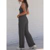 image:imageDarong Womens 2 Piece Matching Lounge Sets Summer Henley Neck Slightly Crop Tank Top Wide Leg Pants Casual Sweat SuitDeep Grey