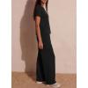 image:imageDarong Womens Lounge Set 2 Piece Outfits Casual Loose Fit Short Sleeve Tops and Wide Leg Pants TracksuitsBlack