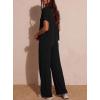 image:imageDarong Womens Lounge Set 2 Piece Outfits Casual Loose Fit Short Sleeve Tops and Wide Leg Pants TracksuitsBlack