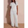 image:imageDarong Womens Lounge Set 2 Piece Outfits Casual Loose Fit Short Sleeve Tops and Wide Leg Pants TracksuitsWhite Grey