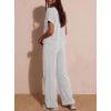 image:imageDarong Womens Lounge Set 2 Piece Outfits Casual Loose Fit Short Sleeve Tops and Wide Leg Pants TracksuitsWhite Grey