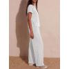 image:imageDarong Womens Lounge Set 2 Piece Outfits Casual Loose Fit Short Sleeve Tops and Wide Leg Pants TracksuitsWhite Grey