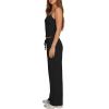 image:imageDarong Womens Summer Outfits 2 Piece Lounge Set Spaghetti Strap Tank Top Wide Leg Pants Matching Sets Travel ClothingBlack