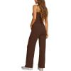 image:imageDarong Womens Summer Outfits 2 Piece Lounge Set Spaghetti Strap Tank Top Wide Leg Pants Matching Sets Travel ClothingCoffee