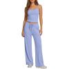 image:imageDarong Womens Summer Outfits 2 Piece Lounge Set Spaghetti Strap Tank Top Wide Leg Pants Matching Sets Travel ClothingLight Blue