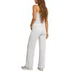 image:imageDarong Womens Summer Outfits 2 Piece Lounge Set Spaghetti Strap Tank Top Wide Leg Pants Matching Sets Travel ClothingWhite Grey