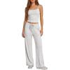 image:imageDarong Womens Summer Outfits 2 Piece Lounge Set Spaghetti Strap Tank Top Wide Leg Pants Matching Sets Travel ClothingWhite Grey