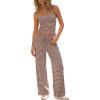 image:imageDarong Womens 2 Piece Matching Lounge Set Striped Sleeveless Top Wide Leg Pants 2026 Travel Clothing SetsStripecoffee