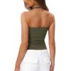 image:imageDarong Womens Halter Tank Tops with Built in Bra Double Lined Backless Y2K Shirts 2026 Trendy Going Out CamiArmy Green