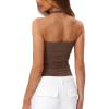 image:imageDarong Womens Halter Tank Tops with Built in Bra Double Lined Backless Y2K Shirts 2026 Trendy Going Out CamiCoffee