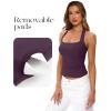 image:imageDarong Womens Halter Tank Tops with Built in Bra Double Lined Backless Y2K Shirts 2026 Trendy Going Out CamiDark Purple