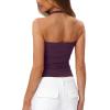 image:imageDarong Womens Halter Tank Tops with Built in Bra Double Lined Backless Y2K Shirts 2026 Trendy Going Out CamiDark Purple