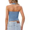 image:imageDarong Womens Halter Tank Tops with Built in Bra Double Lined Backless Y2K Shirts 2026 Trendy Going Out CamiLight Blue