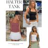 image:imageDarong Womens Halter Tank Tops with Built in Bra Double Lined Backless Y2K Shirts 2026 Trendy Going Out CamiMerlot Red