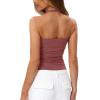 image:imageDarong Womens Halter Tank Tops with Built in Bra Double Lined Backless Y2K Shirts 2026 Trendy Going Out CamiMerlot Red