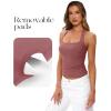 image:imageDarong Womens Halter Tank Tops with Built in Bra Double Lined Backless Y2K Shirts 2026 Trendy Going Out CamiMerlot Red
