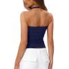 image:imageDarong Womens Halter Tank Tops with Built in Bra Double Lined Backless Y2K Shirts 2026 Trendy Going Out CamiNavy Blue
