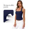 image:imageDarong Womens Halter Tank Tops with Built in Bra Double Lined Backless Y2K Shirts 2026 Trendy Going Out CamiNavy Blue