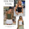 image:imageDarong Womens Halter Tank Tops with Built in Bra Double Lined Backless Y2K Shirts 2026 Trendy Going Out CamiWhite