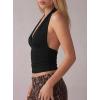 image:imageDarong Womens Plunge Neck Backless Shirts Double Lined Going Out Halter V Neck Tank Tops Cute Summer Sleeveless TopsBlack