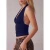 image:imageDarong Womens Plunge Neck Backless Shirts Double Lined Going Out Halter V Neck Tank Tops Cute Summer Sleeveless TopsNavy Blue