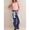 image:imageDarong Womens Racerback Crew Neck Tank Tops with Built in Bra Ribbed Slim Fitted Camisole Basic Tee Summer Clothes 2026Light Pink