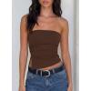 image:imageDarong Womens Strapless Built in Bra Tube Top Double Lined NonSlip Backless Crop Tanks Fashion Going Out Y2K ClothesCoffee