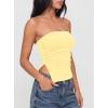 image:imageDarong Womens Strapless Built in Bra Tube Top Double Lined NonSlip Backless Crop Tanks Fashion Going Out Y2K ClothesLight Yellow