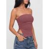 image:imageDarong Womens Strapless Built in Bra Tube Top Double Lined NonSlip Backless Crop Tanks Fashion Going Out Y2K ClothesMerlot Red