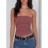 image:imageDarong Womens Strapless Built in Bra Tube Top Double Lined NonSlip Backless Crop Tanks Fashion Going Out Y2K ClothesMerlot Red