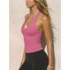 image:imageDarong Womens V Neck Builtin Bra Tank Top Double Lined Sleeveless Shirts Open Back Fitted Going Out Cami Basic TopsRaspberry Pink