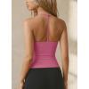 image:imageDarong Womens V Neck Builtin Bra Tank Top Double Lined Sleeveless Shirts Open Back Fitted Going Out Cami Basic TopsRaspberry Pink