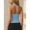 image:imageDarong Womens V Neck Builtin Bra Tank Top Double Lined Sleeveless Shirts Open Back Fitted Going Out Cami Basic TopsSky Blue