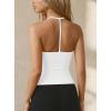 image:imageDarong Womens V Neck Builtin Bra Tank Top Double Lined Sleeveless Shirts Open Back Fitted Going Out Cami Basic TopsWhite